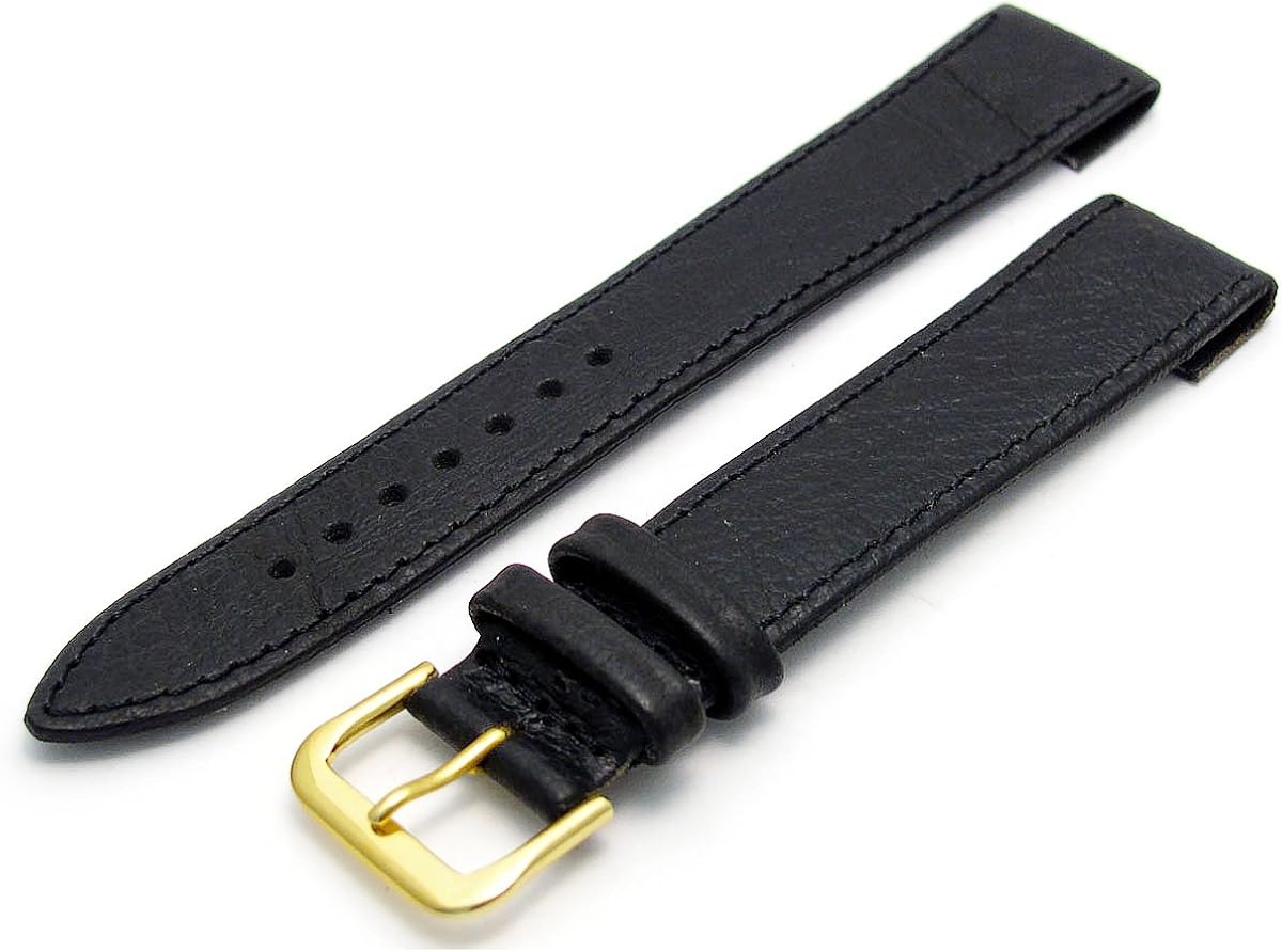 Men's Open Ended Leather Watch Strap/Band for Vintage Watches 18mm Wide Black G Amazon.co.uk