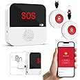 WiFi Rechargable Smart Wireless Caregiver Pager Call Button System Nurse Calling Alert System for Elderly Patient Seniors Disabled Kids 2 SOS Panic Buttons 1 Receiver (only Supports 2.4GHz Wi-Fi)