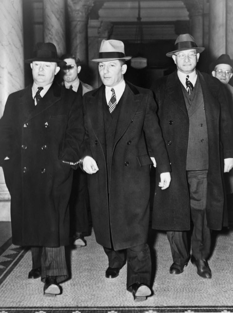 Louis Lepke BuchalterN(1897-1944) American Mobster And Head Of The Hit Squad Murder Inc Pictured At Center Handcuffed To FBI Director J Edgar Hoover Entering A Courthouse 1940 Poster Print by (18 x 2