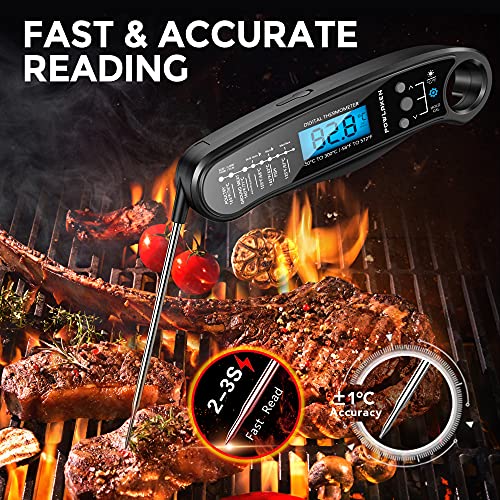 Powlaken 2 in 1 Instant Read Meat Thermometer for Cooking, Fast
