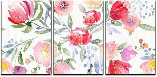 Amazon Com Wall26 3 Piece Canvas Wall Art Watercolor Floral