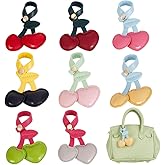 AHANDMAKER 8Pcs Cherry Bag Charms, 8 Styles Adorable Imitation Leather Cherries Keychain Pendant Cute Fruit Purses Hanging Accessories for Handbags Wallets Keychains DIY Crafts Home Decorations