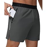 GymBrave Men's 5 inch Athletic Running Shorts with Zipper Pockets Lightweight Quick Dry Workout Gym Shorts for Men