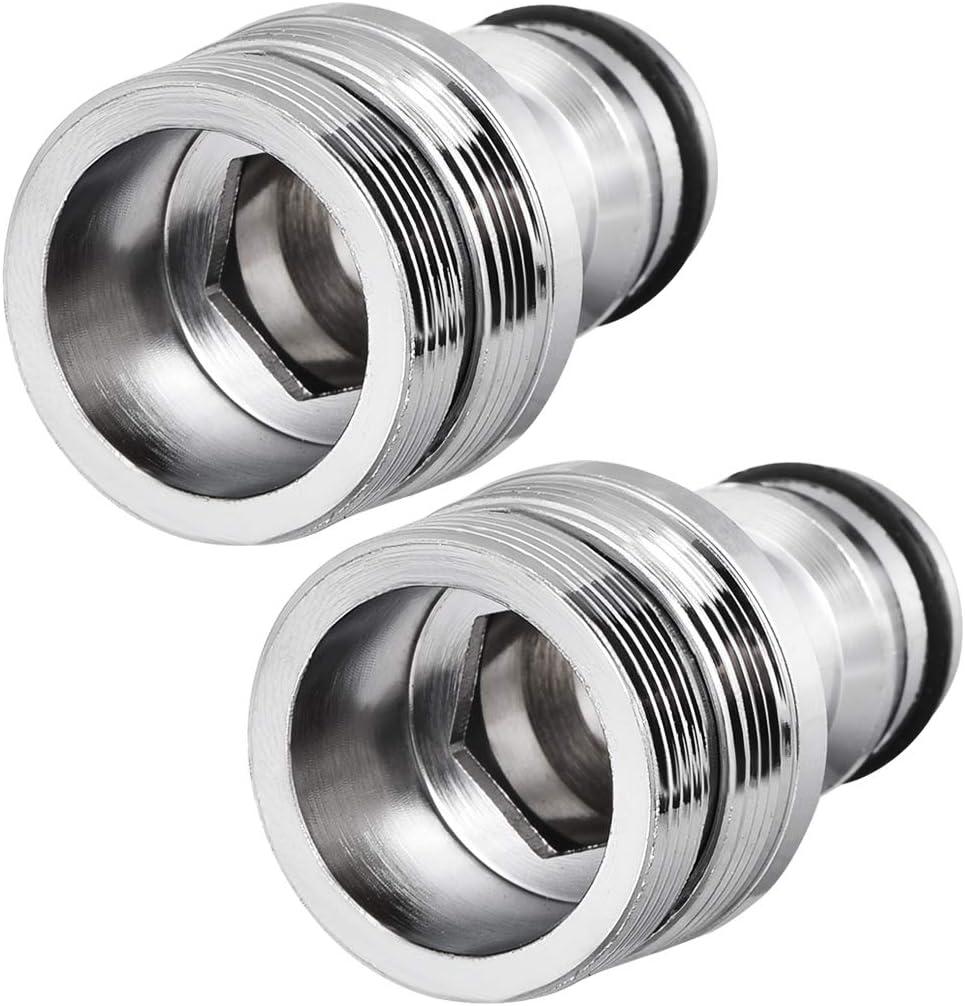 sourcing map Garden Hose Quick Connect Nickel-plated Water Hose Fitting Connectors M24 Male Threaded Adapter 2pcs