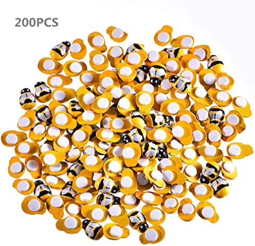 MagiDeal 200pcs Mini Wooden Bee with Adhesive Embellishments Painted Flatback Wood Bees for DIY Craft Decoration Scrapbooking by TheBigThumb