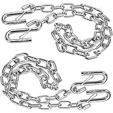 NBJINGYI 3/16" X 48" Trailer Safety Chain with Spring Clips Grade 30 with 2 S Hook 2PCS (3/16" X 48")