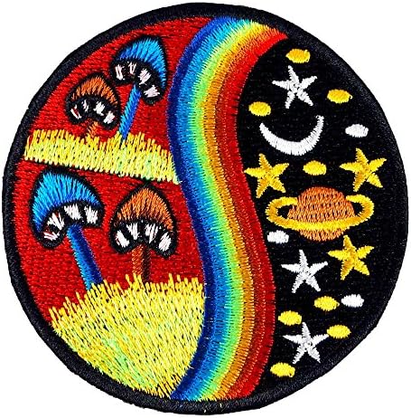 Mushroom Aum Om Yoga Hindu Infinity Embroidered Iron on Patch # Y