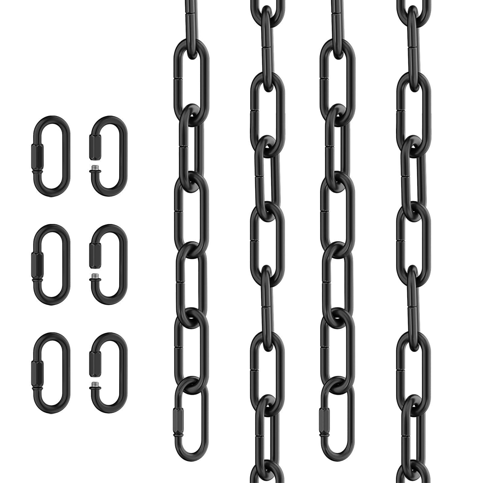 Photo 1 of garini 6 Feet Industrial Black Light Fixture Chain, Adjustable Metal Pendant Chandelier Chain Extension with Detachable Link, 3 Pack