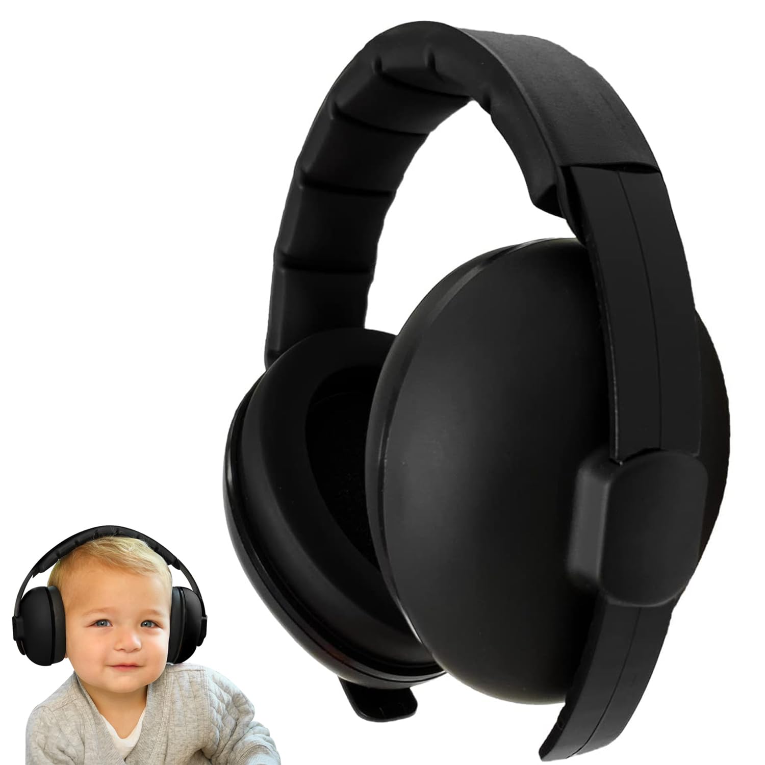 YANKUIRUI Ear Defenders Baby Noise cancelling headphones For Age 0 To 3 Years Toddlers at Plane, Firework, Concert, Cinema (Black)