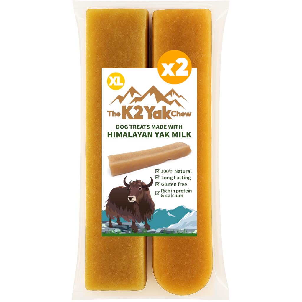 K2 Yak Chews Original Himalayan Dog Treat – Natural Yak Milk Chew, Extra Durable Long Lasting Dental Stick for Giant Breeds & Power Chewers, Vegetarian, Gluten & Grain Free (170–200g, Pack of 2)