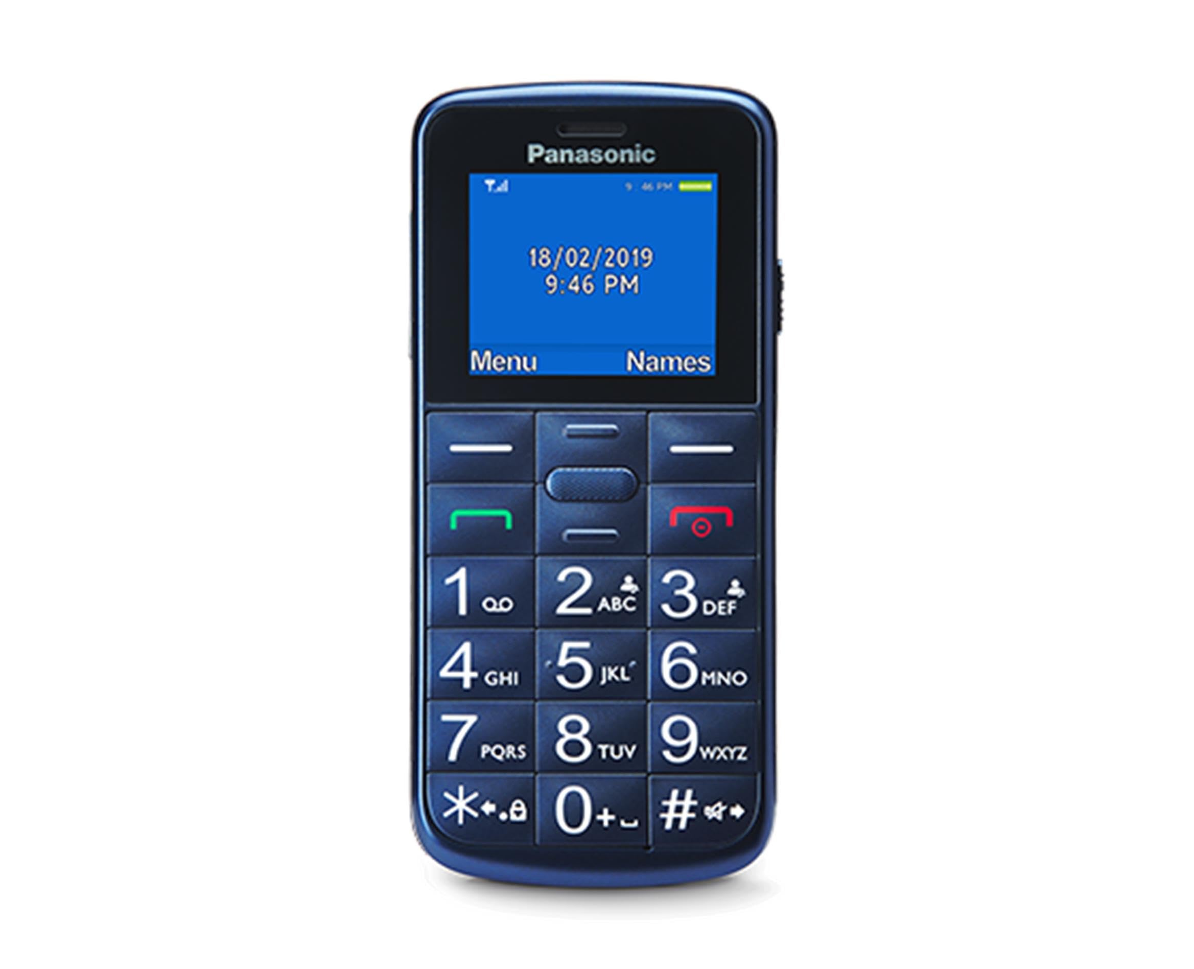 Panasonic KX-TU110EXC 2G Senior Mobile Phone without Verlag (Dual SIM, Torch Function, Large Buttons, Hearing Aid Compatible, SOS Function) Blue