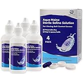 Oculus Curae Aqua Naina Saline Solution &ndash; Preservative-Free Sterile Rinse for Soft, Hard &amp; Gas Permeable Contact Lenses &ndash; Unisol 4 Alternative &ndash; Travel-Friendly &ndash; 4X 4 fl oz Bottles