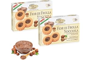 Fratelli Fiori Fior Di Frolla Hazelnut Cookies - Italian Biscotti Cookies Filled with Rich Hazelnut Cream - Healthy Cookies with Buttery Texture Ideal for Coffee Pairing, Dessert & Gifting - 2 Pack