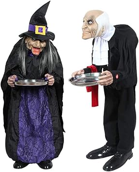 Amazon 2パックのハロウィーンの装飾スタンディングウィッチハウスキーパー お化け屋敷のための輝く目を持つアニメーションのお化け電気ホラー小道具おもちゃ バークラブ小道具の装飾 Gbbhskl スポーツ アウトドア