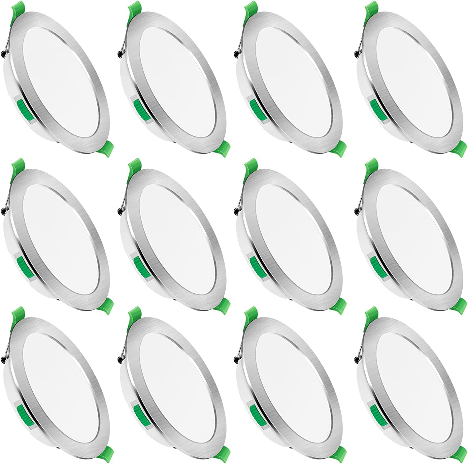 ALUSSO LED Recessed Ceiling Spotlights Dimmable, 5W Downlight Ultra Slim 400LM, Warm White 3000K Neutral White 4000K Cool White 6500K Adjustable, IP44 Waterproof Lighting for Bathroom Kitchen, 12 Pack — image 1