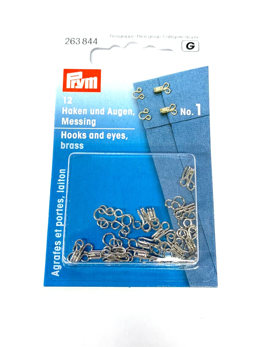 PRYM_263844-1 Hooks and Eyes Brass 1 Silver col