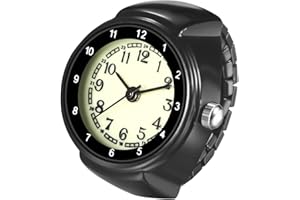 OIDEA Finger Ring Watch for Men Women: Stretchy Band Stainless Steel Ring Watch Simple Dial Novelty Quartz Watches