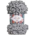 Alize Puffy Fine Baby Blanket Small Loop 100% Micropolyester Soft Yarn Lot of 4skn 400gr 64yds (343 - Coal Grey)