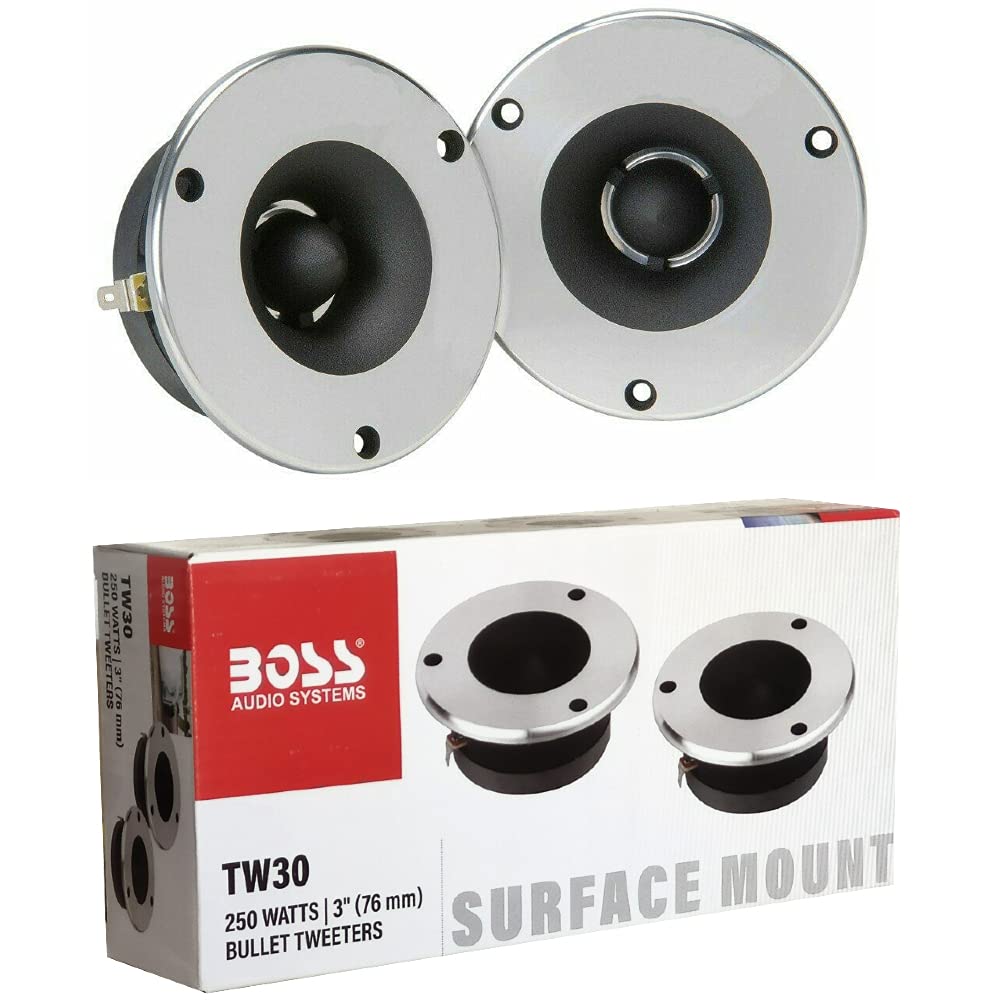 Tweeter 2 compatible with BOSS AUDIO SYSTEMS TW30 of 125 watts rms 250 watts max of 9,6 cm in diameter and 100 db 4 ohm car depth 3,5 cm, per pair
