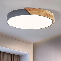 Vikaey Modern LED Ceiling Light, Minimalist Wood
