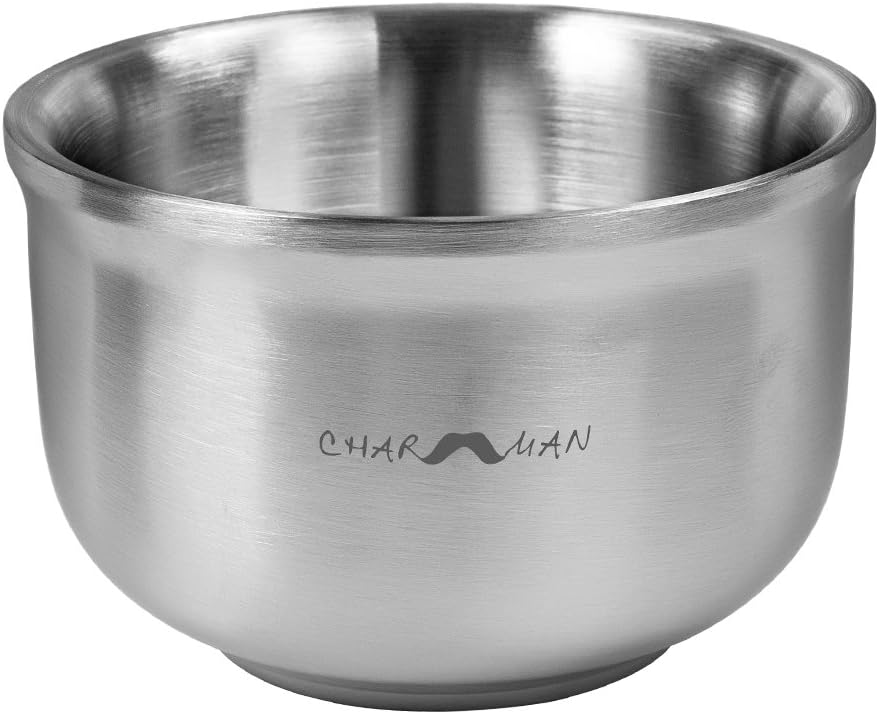 CHARMMAN Shaving Lather Bowl|German Craftsmanship|304 heavy duty Stainless Steel|Three-layer Heat Preservation