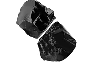 NUKAYAI 2Pcs Black Obsidian 1.8-2.2" Large Raw Crystals Stones Rough Rocks Healing Crystal for Polishing Decoration Cabbing Wicca Reiki Tumbling Wire Wrapping Natrual Rock Gifts