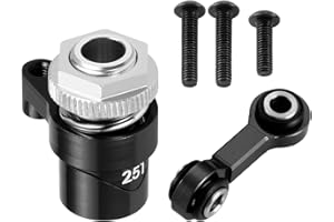 BRKRC 7075 Aluminum RC Servo Saver Arm 25T with Steering Drag Link for Tra-xxas 1/16 Mini Maxx 2S 1/10 4WD Ford GT 4-TEC 2.0 3.0 RC Car Upgrade (Black)