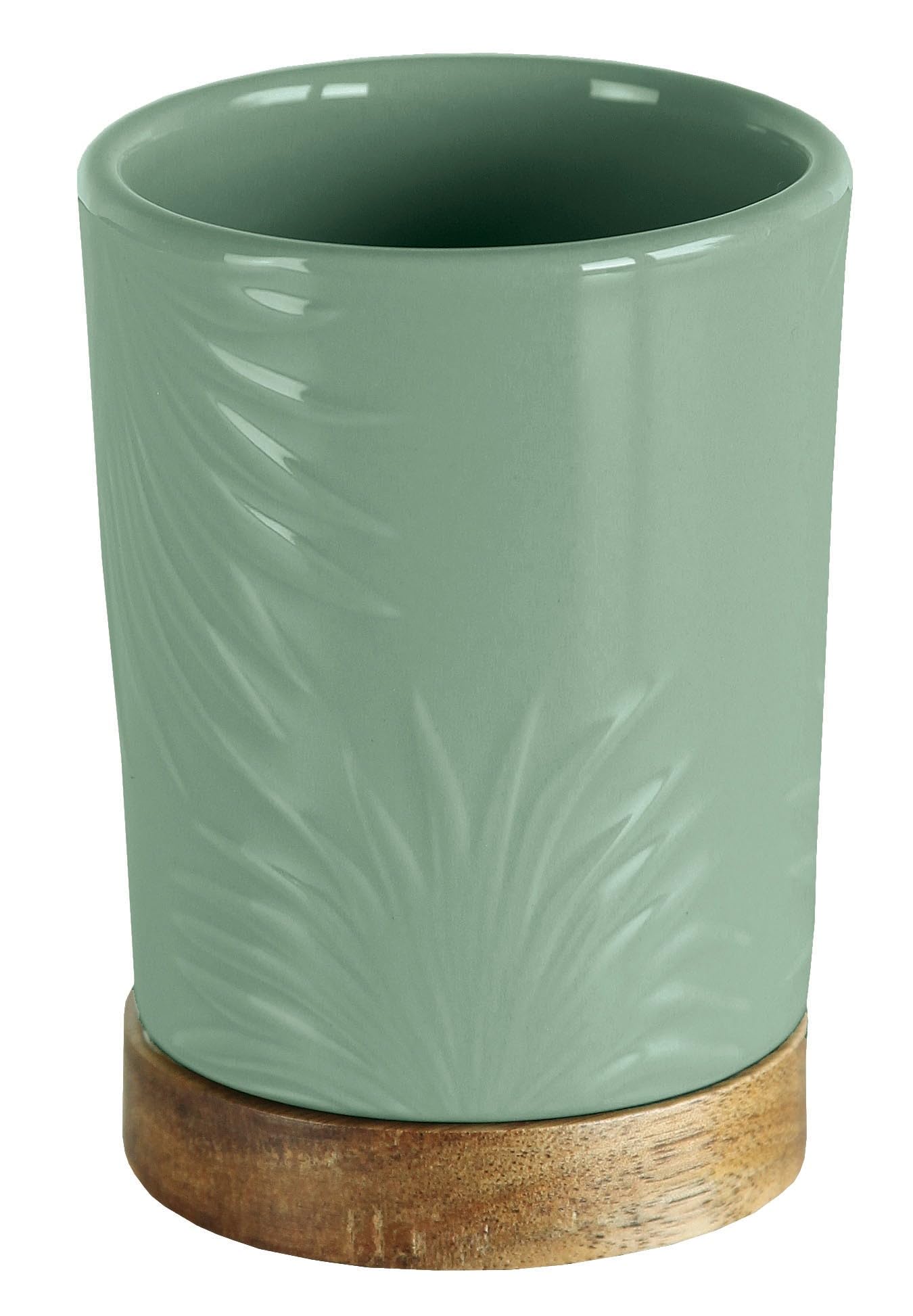 Kleine Wolke Palm Toothbrush Holder Accessories Maledivia Colour Stoneware Acacia Length 7.8 x Width 7.8 x Height 11 cm