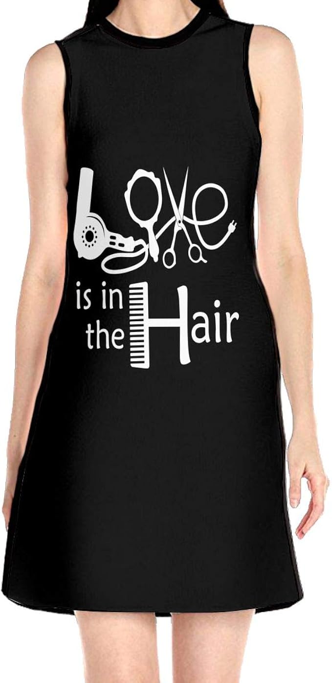 Women's Barber Salon Hairdresser Love Sleeveless ONeck Dress Summer