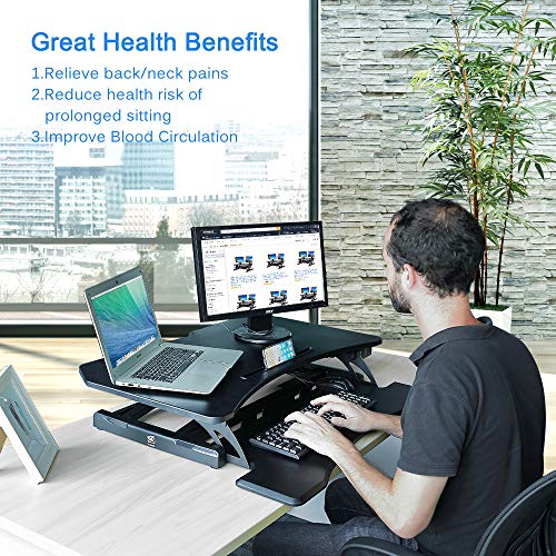 Kranich Electric Standing Desk Converter Height Adjustable Tabletop Desk Dual Monitor Desktop Riser