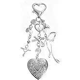 CANIPHA Heart-Shaped Locket Keychain, Silver Bag Charms Decorations Supplies for Women Cute Key Chain Decor, Exquisite Chain Accessories for Women Aesthetic Accessories