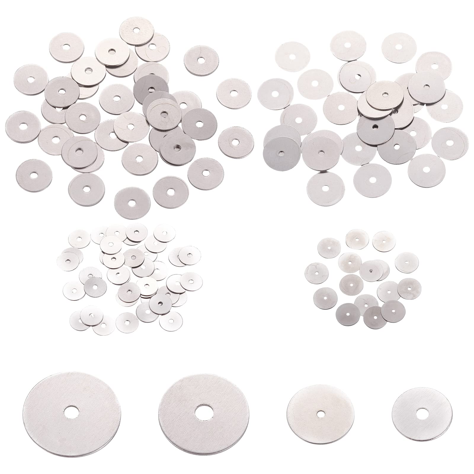 SUNNYCLUE 1 Box 800PCS 304 Stainless Steel Flat Round Spacer Beads Disc Polished Smooth Beads Jewelry Metal Silver Rounde Beads Bulk for Jewelry Making Beads DIY Bracelet Necklace Crafting