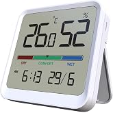 Temtop T1-SE Indoor Digital Thermometer Hygrometer with Magnet, 3M Sticker | Date Time Display, Wall Magnet Stand Mount for Home, Office, Nursery, Baby Room