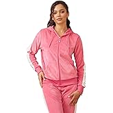 TanBridge 2 Piece Outfits Women's Velour Sweatsuits Long Sleeve Zip Up Hoodie Sweatpants Tracksuits for Women