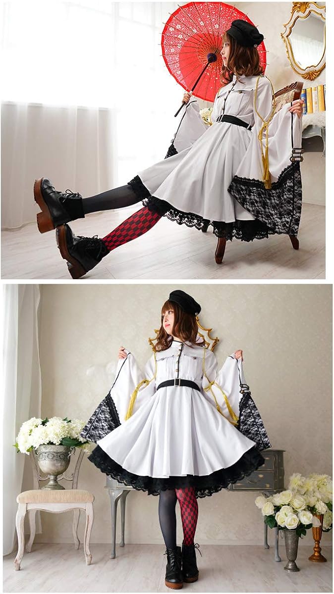 Amazon Favoriteオリジナル 和袖隊服風ワンピース ホワイト ワンピース チュニック 通販