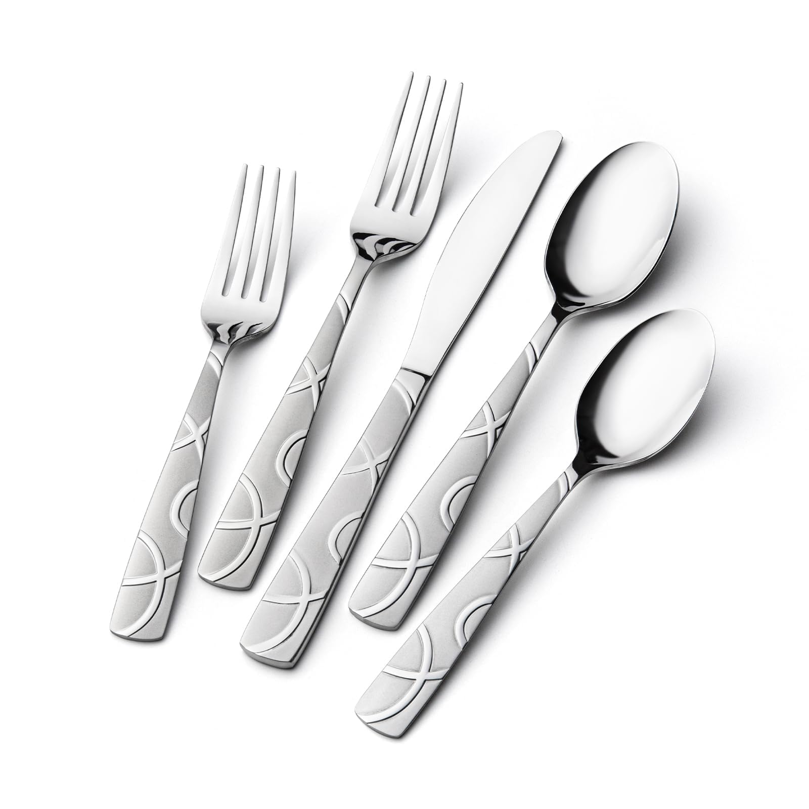 Photo 1 of HIKAA 40PCS Stainless Steel Silverware Set, Modern Flatware Set for Kitchen, Mirror Polished Cutlery Set with Forks, Spoons and Knives?Dishwasher Safe