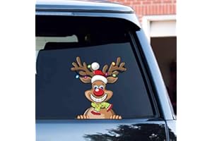 Christmas Peeking Sticker for Car, Nouiroy Reindeer Peeking Car Decals and Stickers Waterproof Vinyl Decal Xmas Reindeer Decoration Window Bumper Home Wall Truck(Reindeer)