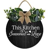 Kitchen Sign,This Kitchen Is Seasoned With Love Rustic Round Wooden Sign,For Home, Office, Store Or Restaurant