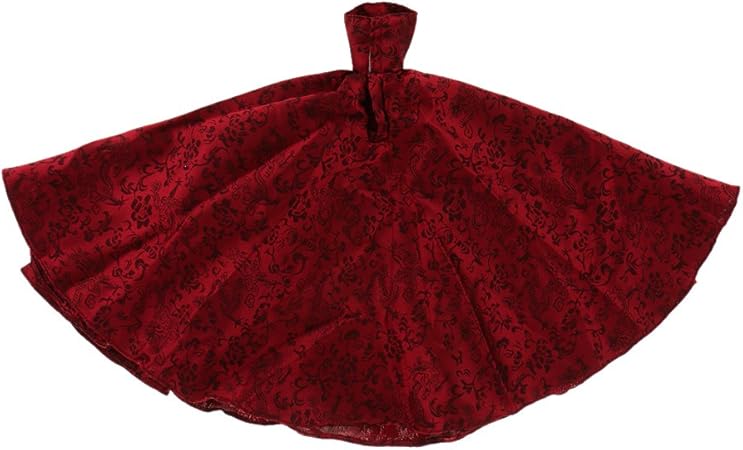 Amazon バービー人形用 1 6 パーティードレス 布生地 おしゃれドレス ワインレッド 赤ちゃん ドール服 装飾品 ドレス アクセサリー おもちゃ