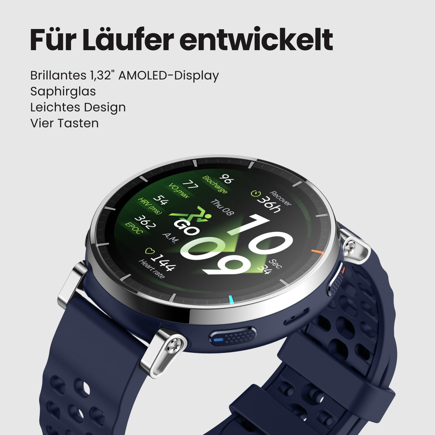 Amazfit Active 3 Premium 45mm GPS Lauf-Smartwatch, 1,32" AMOLED Saphir-Display, 12 Tage Akku, 4GB, NFC, Offline-Karten, 170+ Trainingsmodi, 5 ATM, Herzfrequenz- & Fitness-Tracker für Android & iPhone 2