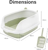 Vivo Technologies Cat Litter Tray Box Open Top with Detachable Rim 48x40x20cm view 6
