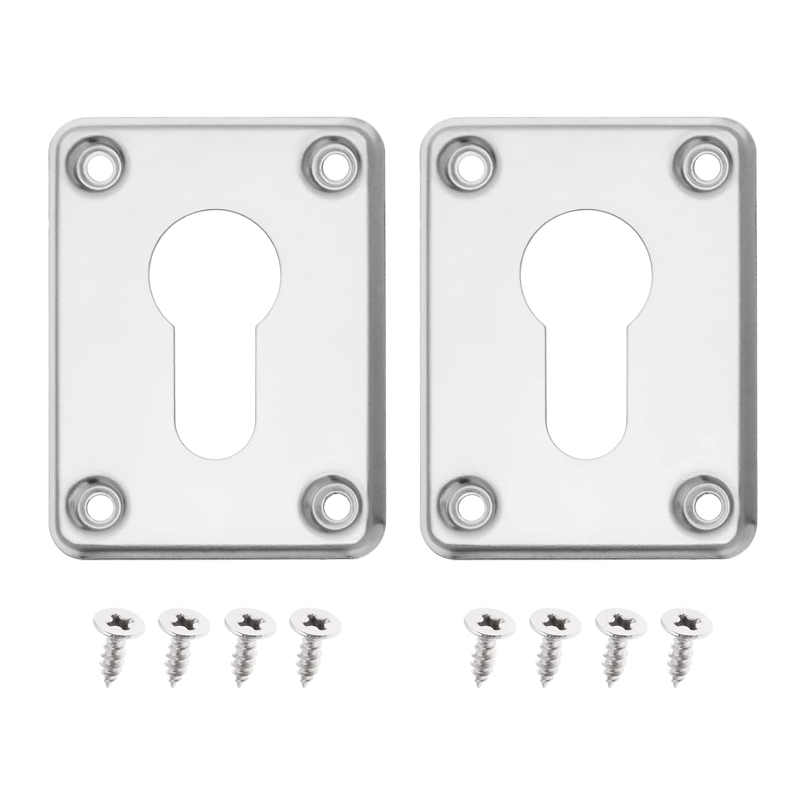 VGOL 2 Sets Repair Escutcheon Key Hole Cover Replacement Stainless Steel Square Keyhole Cover Plate Home Accessories for Door Silver