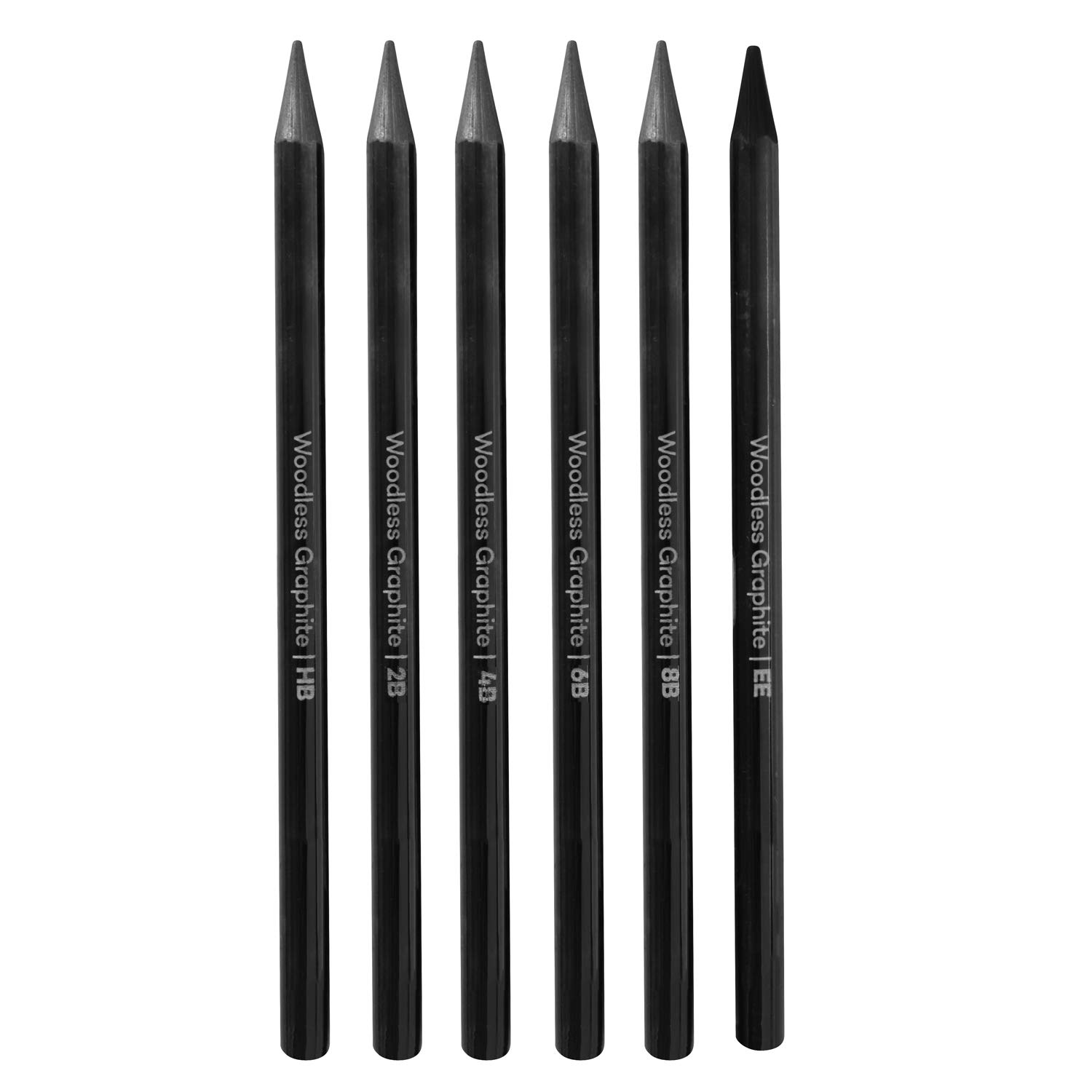6Pcs Charcoal Pencils Set Graphite Pencils Black Artist Charcoal Pencils Woodless Graphite Pencil Set Charcoal Sketch Pencils 7 mm Drawing Pencils Assorted HB 2B 4B 6B 8B EE for Artists Kids Beginners