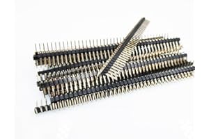 E-Simpo 20pcs 2.54mm (0.1") 90D Right Angle Male Pin Header Connector 1X40P Single Plastic,A=3mm Plastic Height 2.5mm, Rohs 0.8U Gold-Plated (Single Row 1X40P 90D R1 Type)