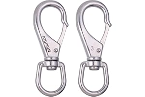 Mixiflor Stainless Steel Swivel Snap Hooks, 2 Pack (4.75 Inch) Large Spring Clips, Heavy Duty Boat Hooks, Spring Hooks for Bo