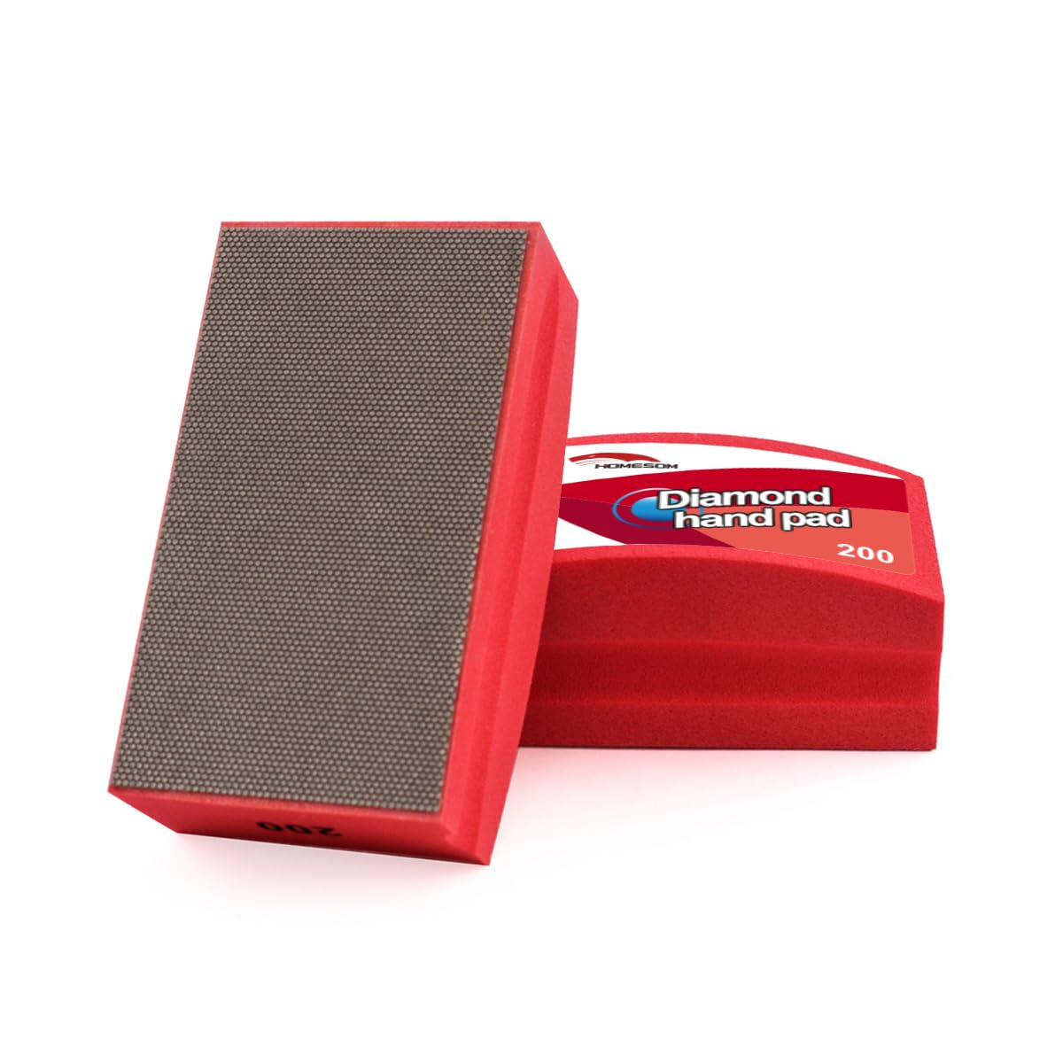 HOMESOM Diamond Hand Polishing Pads for Granite Stone Concrete Marble Foam Back Arc Design Electroplate Sanding Pads 200 Grit