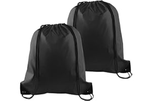 PLULON 2Pcs Drawstring Bags Bulk Black Drawstring Backpack String Backpack Cinch Sack Sport Gym Backpack Bags for Yoga Traveling Outdoor Sports