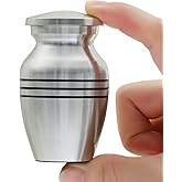 ICOKEE Small Keepsake Urn for Human Ashes or Pet Ashes, Qty 1, Hard Metal Cremation Mini Funeral Urn, with Velvet Bag