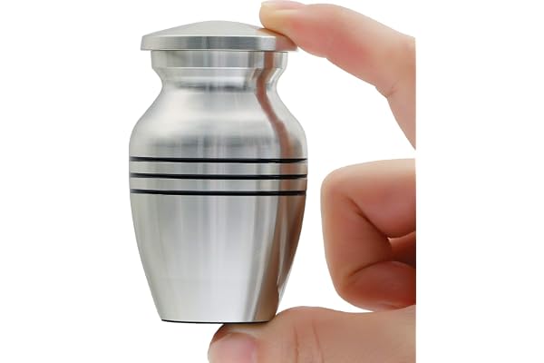 ICOKEE Small Keepsake Urn for Human or Pet Ashes, Hard Metal Cremation Mini Funeral Urn With Velvet Bag, Qty 1