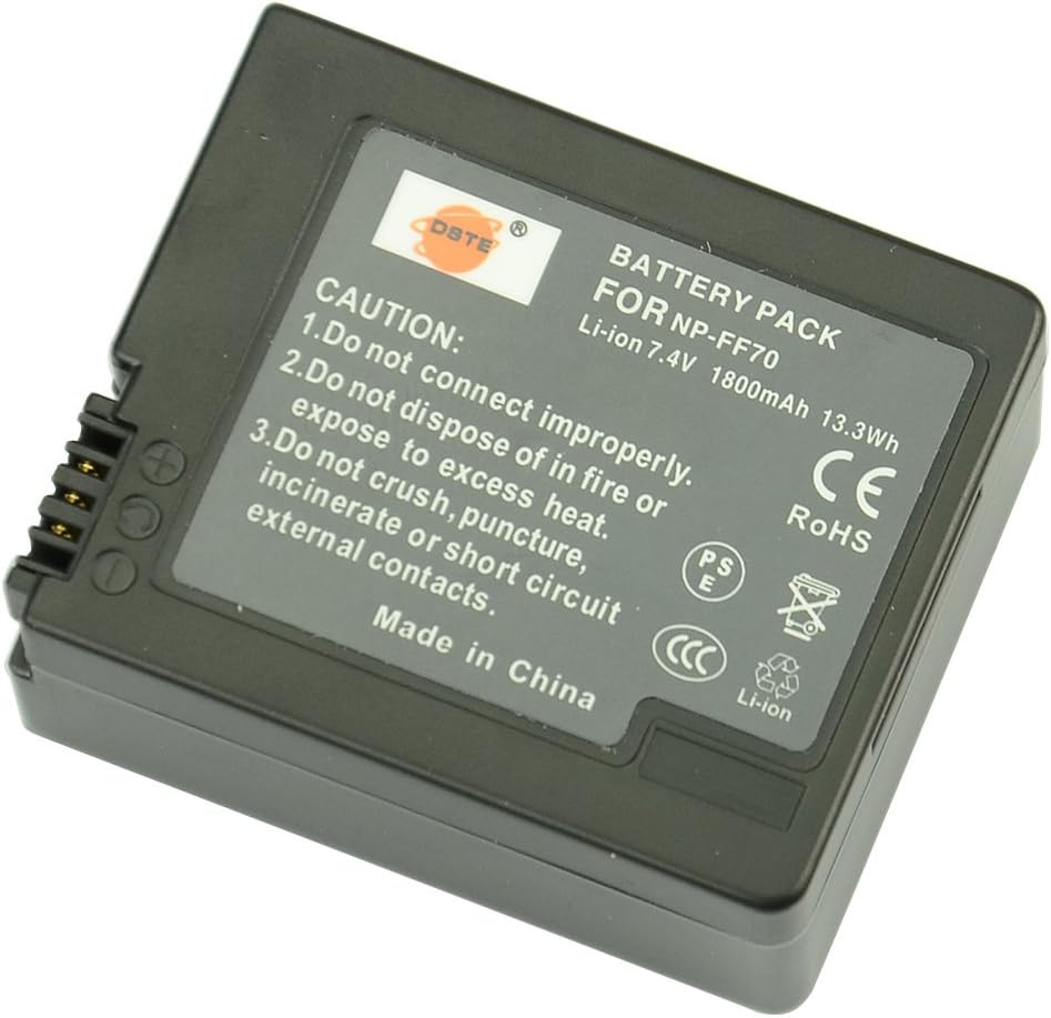 DSTE 2x NP-FF70 Replacement Li-ion Battery + Travel Charger DC07U Compatible for Sony DCR-HC1000 DCR-HC1000E DCR-IP1 DCR-IP1E DCR-IP1K DCR-IP200K DCR-IP210E DCR-IP220 - Image 3